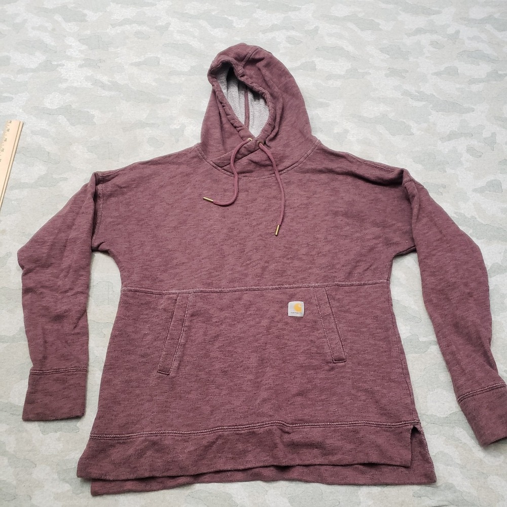 Carhartt Sweatshirt Womens Small Red Maroon Relaxed Fit Hoodie Workwear Outdoors
